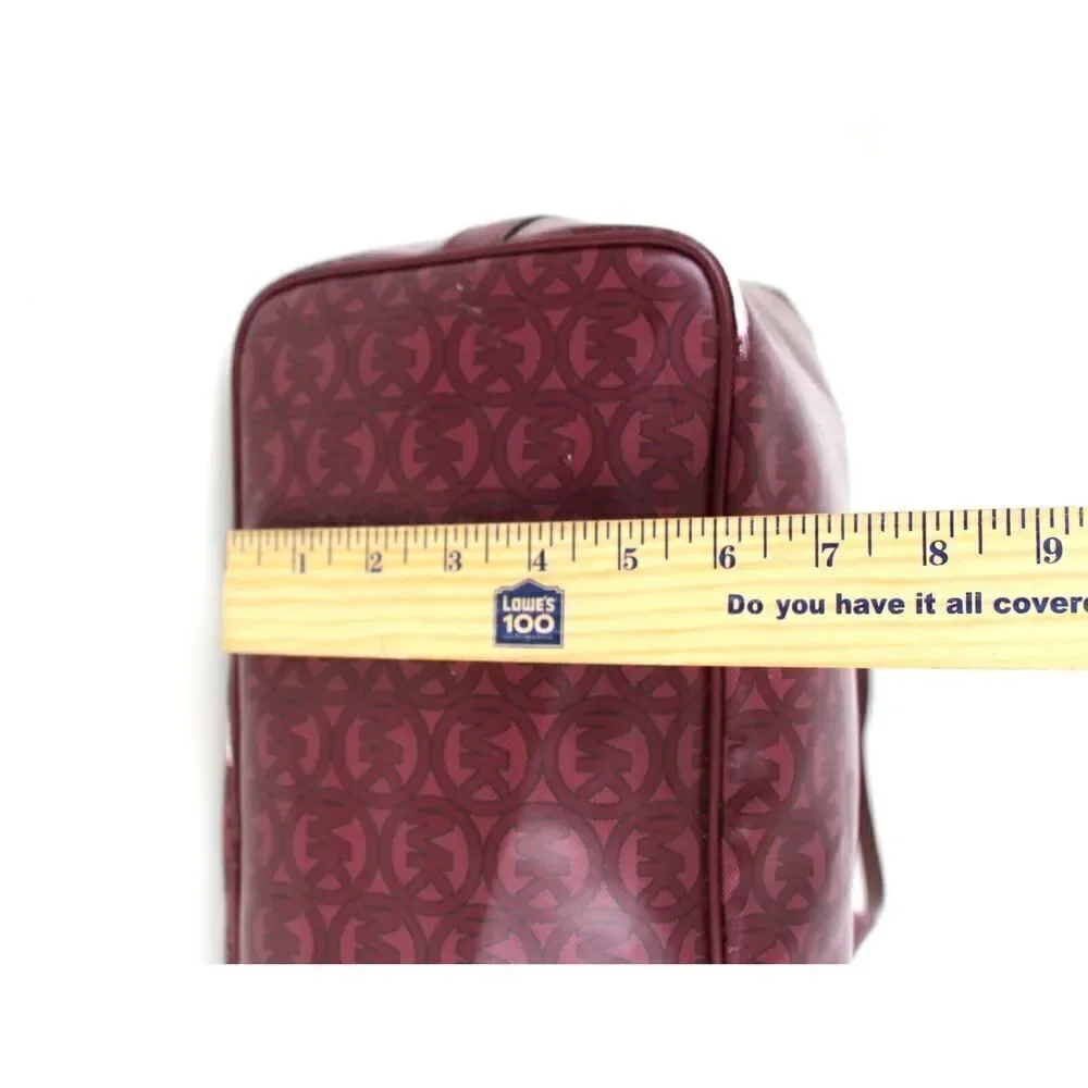 Large Michael Kors BURGUNDY COATED CANVAS LOGO SHOULDER BAG TOTE HANDBAG PURSE